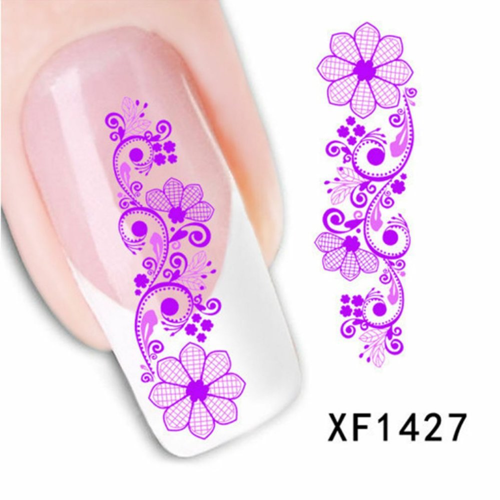12 Flower Trail Nail Art Water Decals